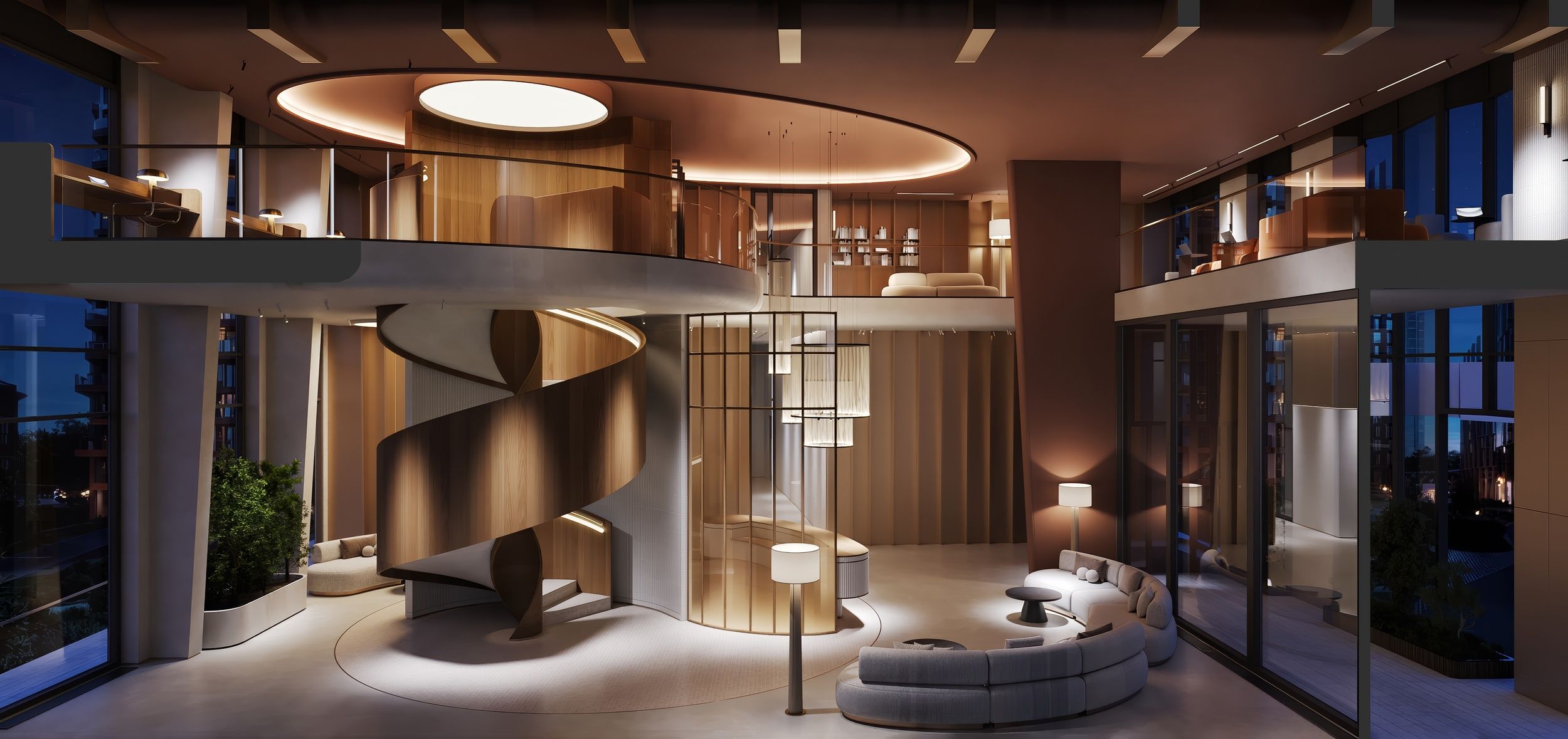 Лобби с панорамными окнами