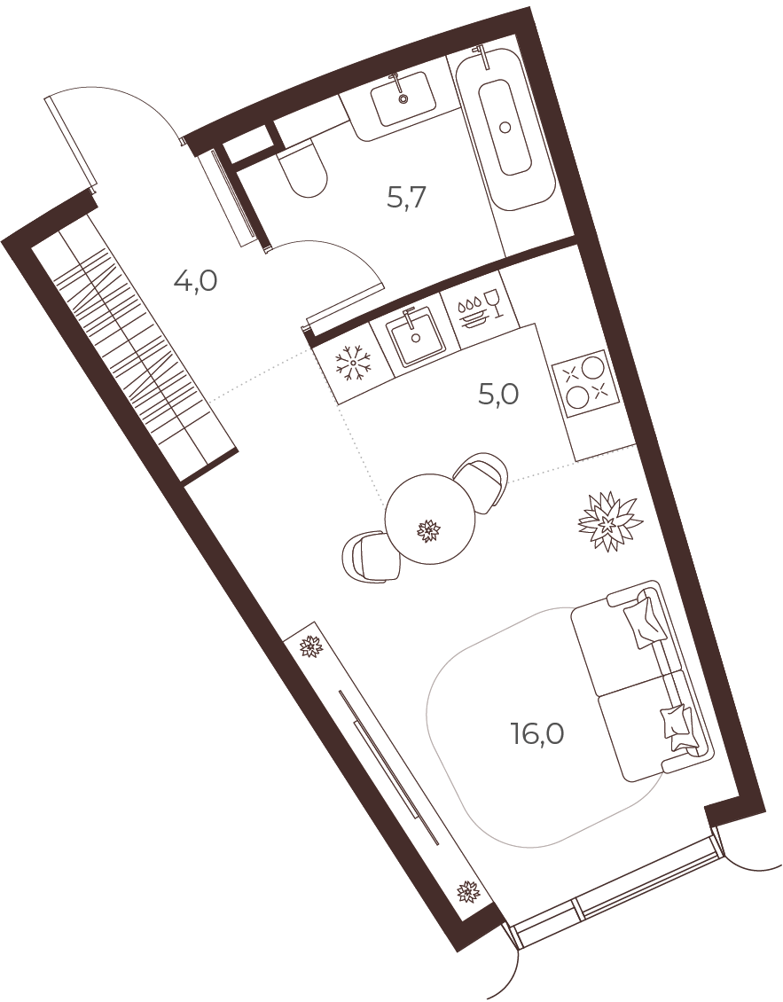 Планировка: Студия, 30,6 м²