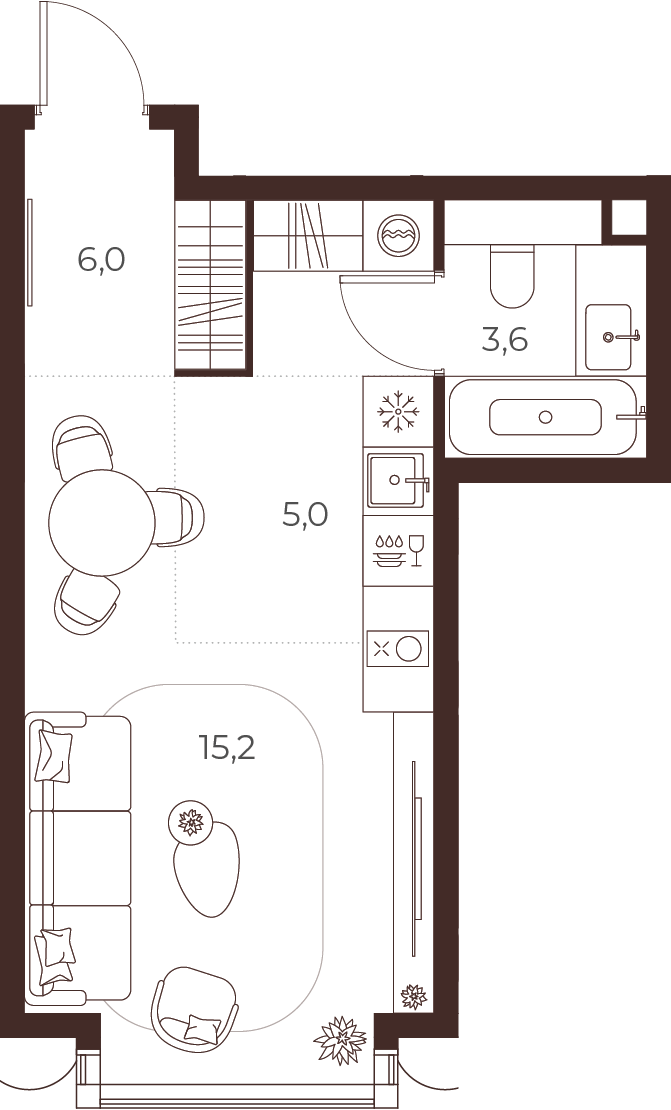 Планировка: Студия, 29,8 м²