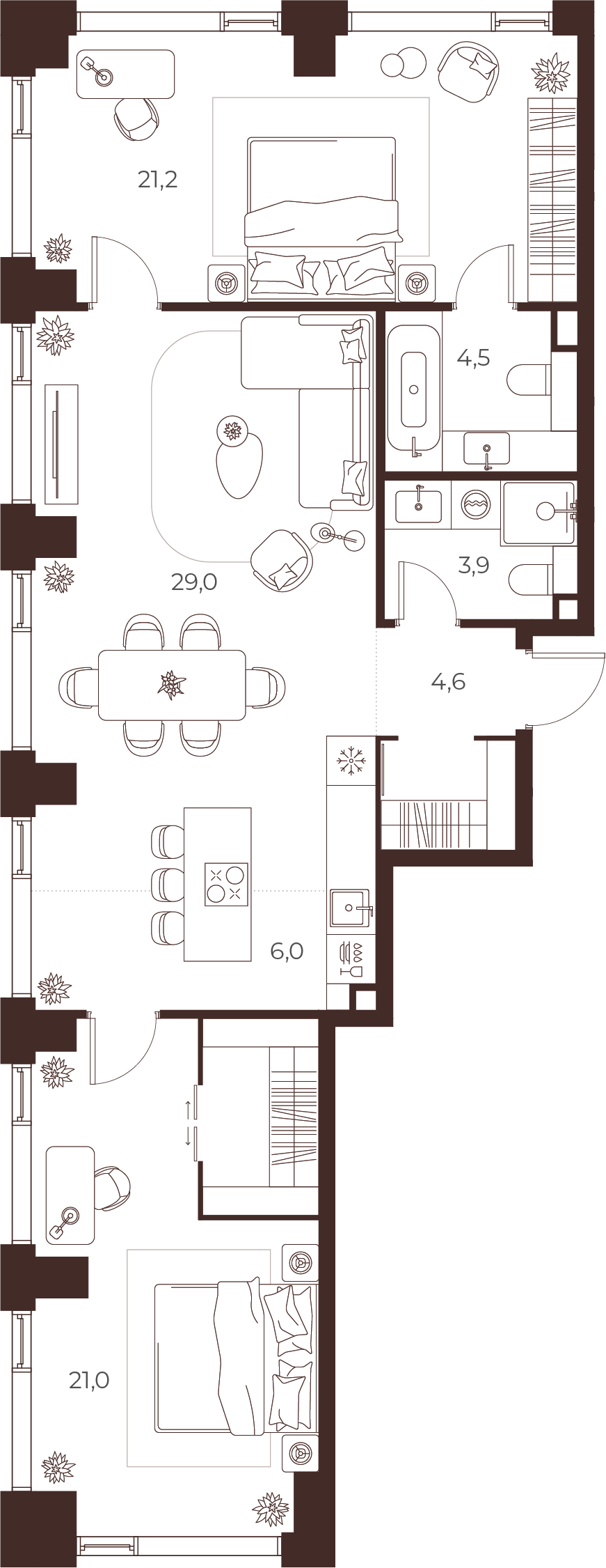 Планировка квартиры недели, 90.2 м², секция С3