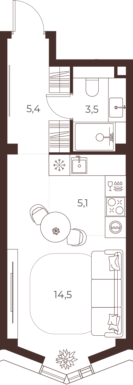 Планировка: Студия, 28,5 м²