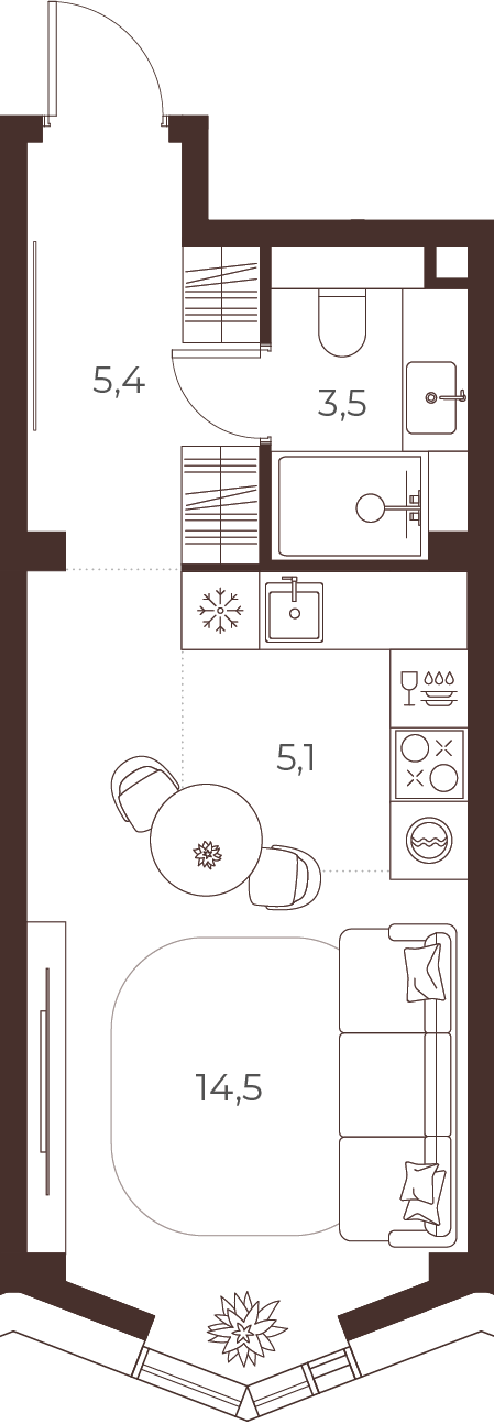Планировка: Студия, 28,5 м²
